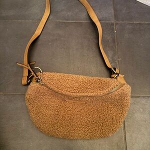 Poppy & Peonies Tan Sherpa Crossbody Bag